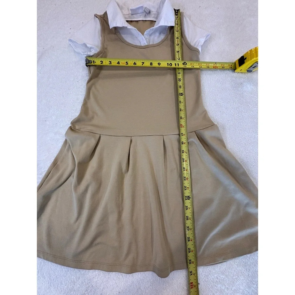 The Childrens Place Girls Khaki School Uniform Jumper Dress Size‎ 14 XL 2-in-1